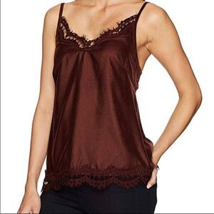 NEW Max Studio Crushed Velvet Lace Trim Cami Top